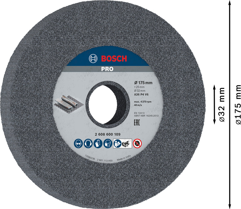 Disco de desbaste para metal Bosch PRO, 175 x 25 x 32 mm, G36