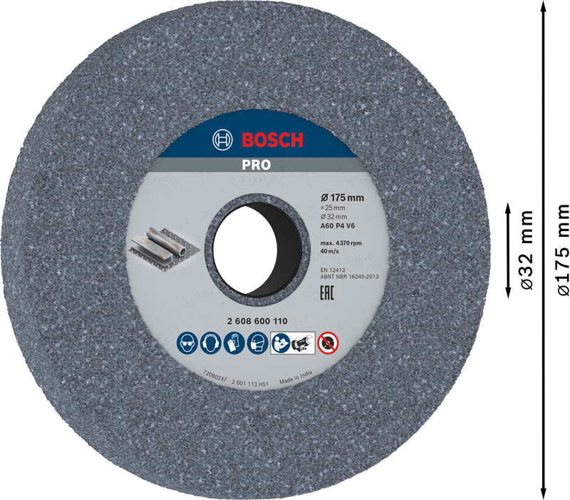 Bosch PRO Metal Grinding Disc, 175 x 25 x 32 mm, G60