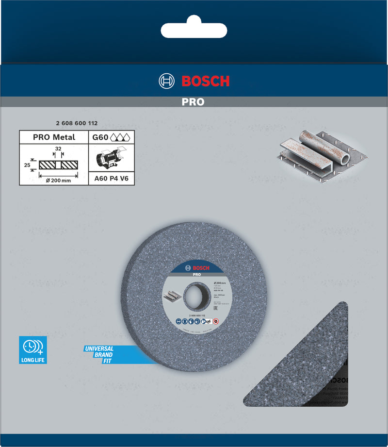 Disco de desbaste para metal Bosch PRO, 200 x 25 x 32 mm, G60