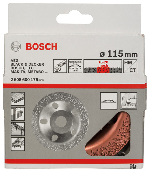 Disco de desbaste tipo copo de carboneto Bosch . 115 x 22,23 mm; médio, plano
