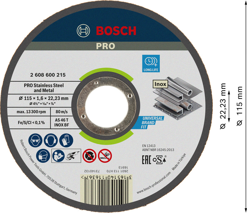 Disco de corte Bosch Bosch 115 mm recto 22 mm