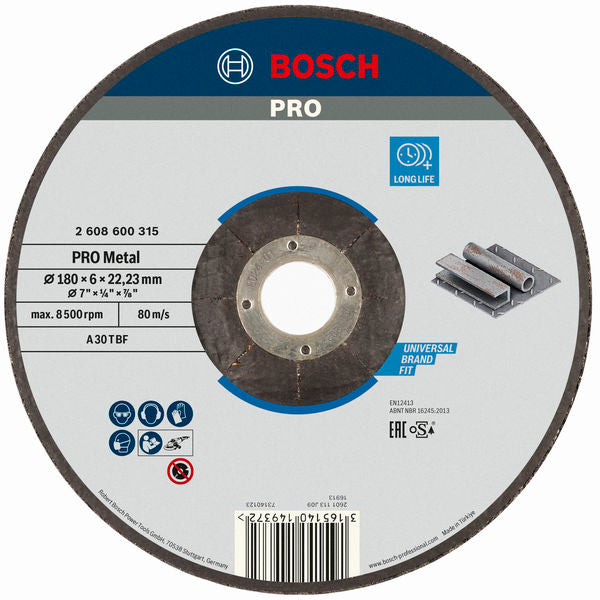 Bosch METAL GRINDING DISC 180X22.2MM