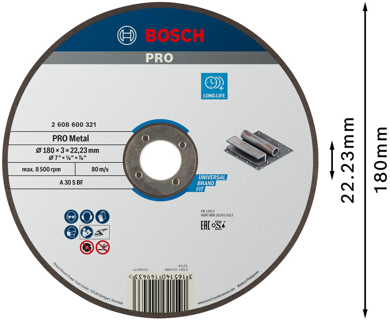 Bosch Cutting Disc 180X3mm Metal