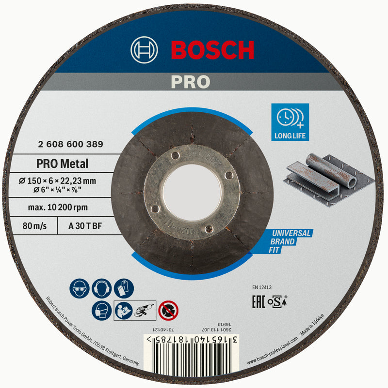 Disco de desbaste Bosch PRO Metal Bonded, 150 x 6 x 22,23 mm, oSa