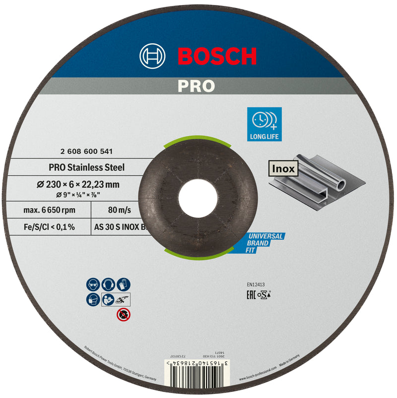 Bosch PRO Stainless Steel Grinding Disc, 230 x 6 x 22.23 mm