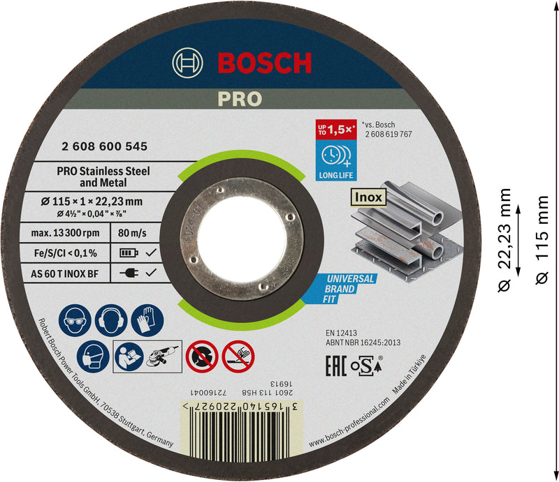 Disco de corte Bosch 115 x 22,2 x 1 mm