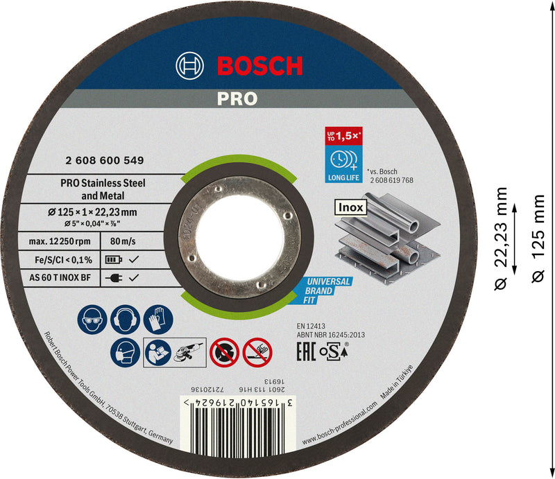 Disco de corte Bosch 125x1 mm Inox