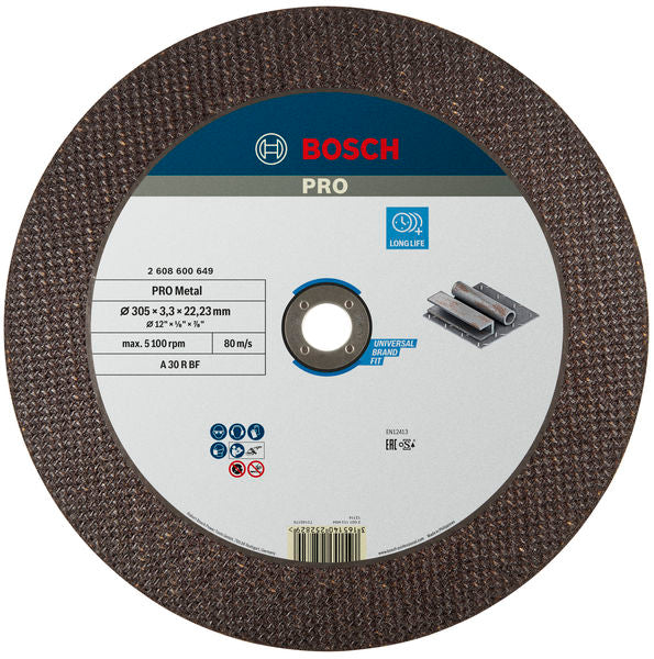 Disco de corte de metal plano Bosch 300X22
