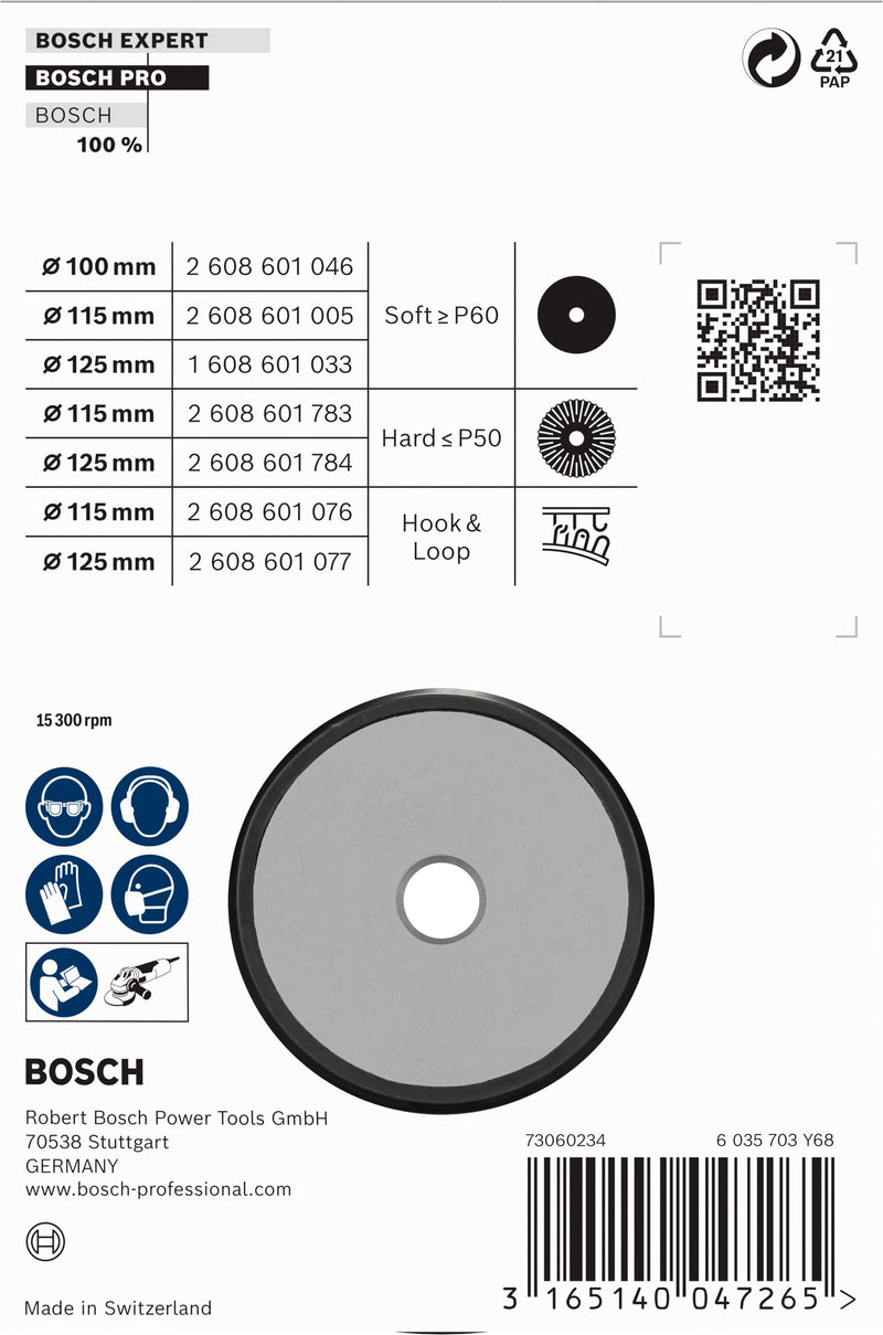 Plato de soporte de goma Bosch de 100 mm, 1 unidad