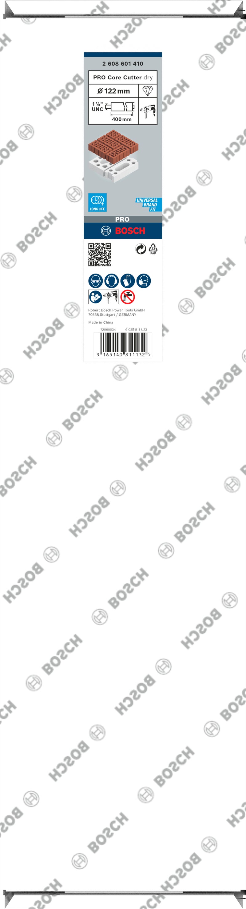 Berbequim a seco Bosch PRO Core Cutter, 122 x 400 mm, 1 1/4 pol. UNC