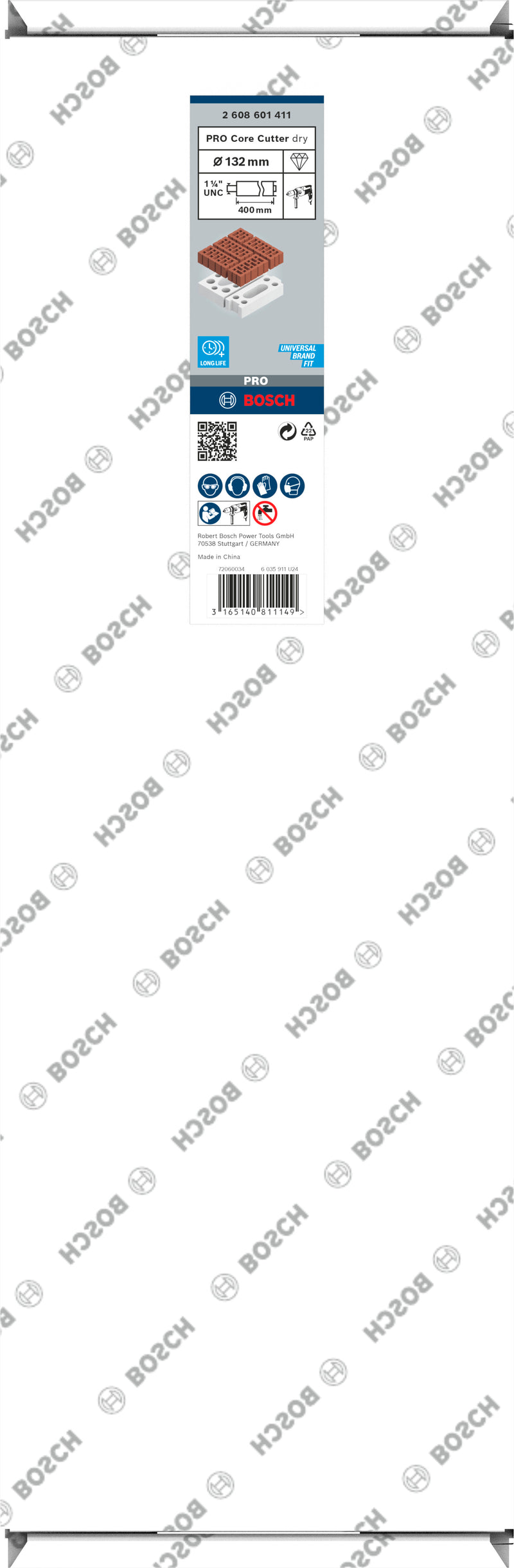 Taladro en seco Bosch PRO Core Cutter, 132 x 400 mm, 1 1/4 pulgada UNC