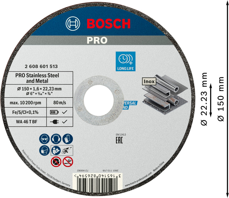 Disco de corte Bosch 150mm standard para INOX