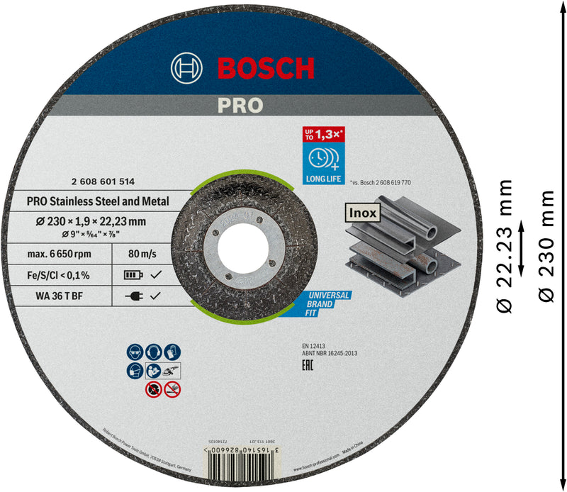 Bosch Cutting Disc 230x22.3mmStandard for INOX