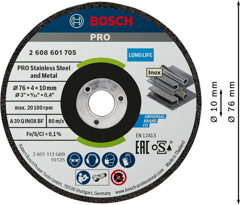 Bosch Mola da taglio Expert para Inox 76x4x10mm