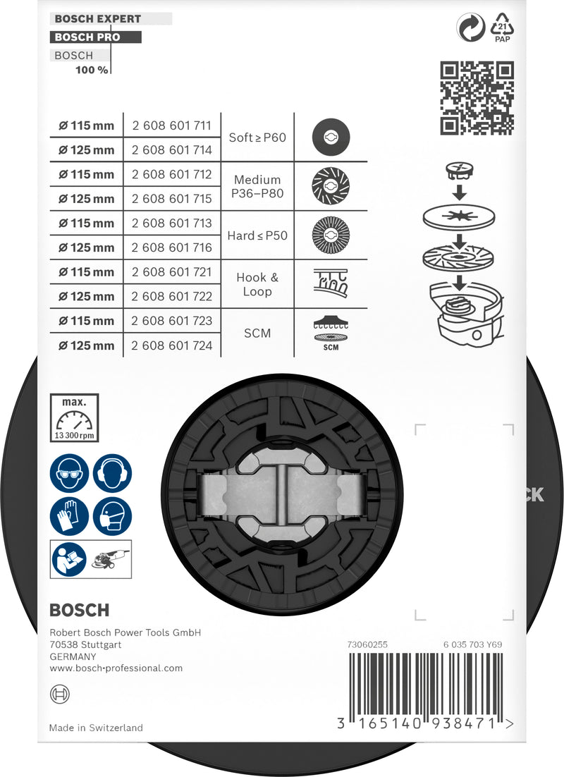 Plato de soporte Bosch X-LOCK 115 mm suave