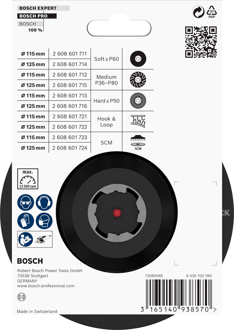 Plato de soporte Bosch X-LOCK 115 mm Gancho+L
