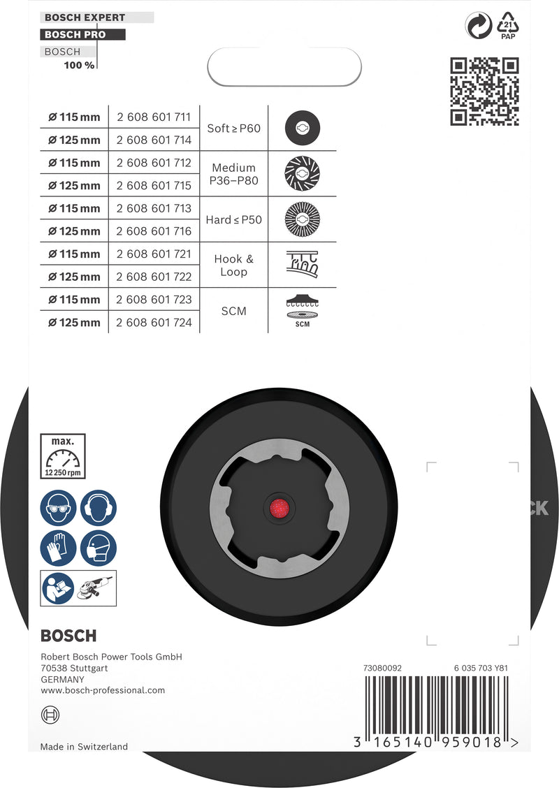 Plato de soporte Bosch X-LOCK 125 mm Gancho+L