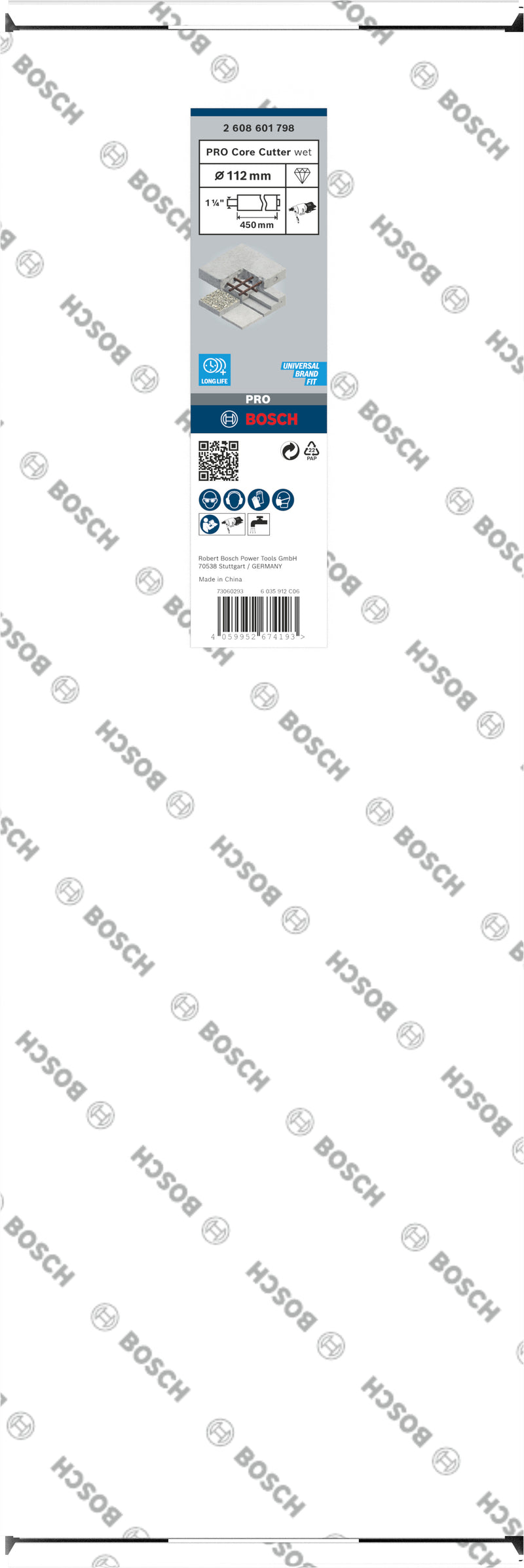 Broca anular de diamante Bosch PRO para corte de núcleos húmidos