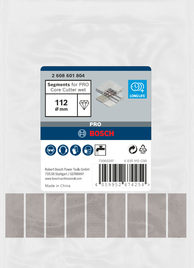 Broca anular de diamante Bosch PRO, cortadora de núcleos húmeda