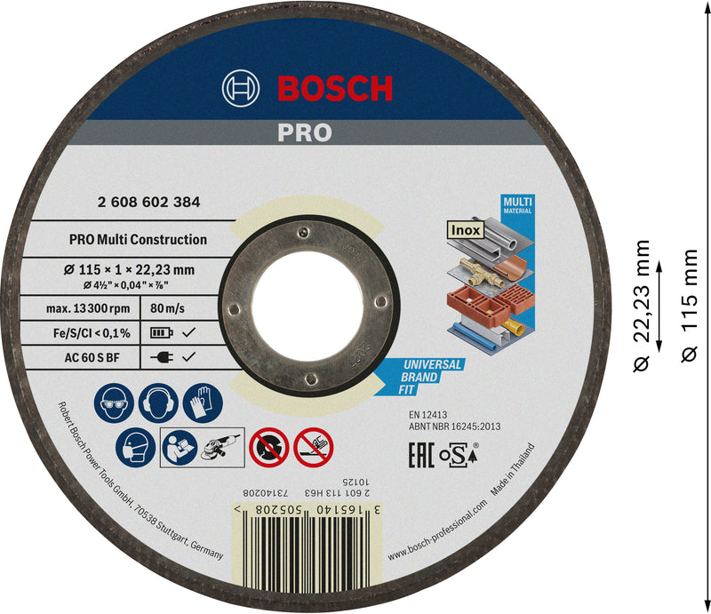 Disco de corte multiconstrucción Bosch de 115 mm