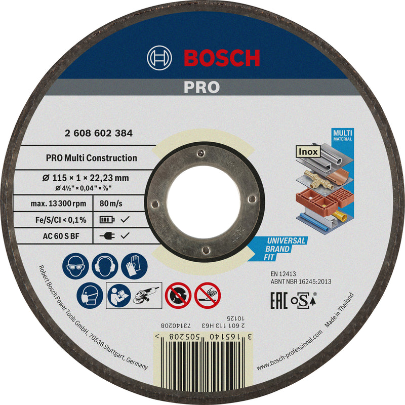 Disco de corte multiconstrucción Bosch de 115 mm