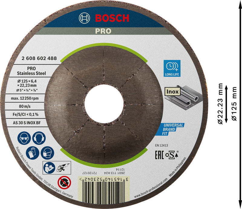 Bosch expert for INOX Grinding,125x6.4x22.23mm