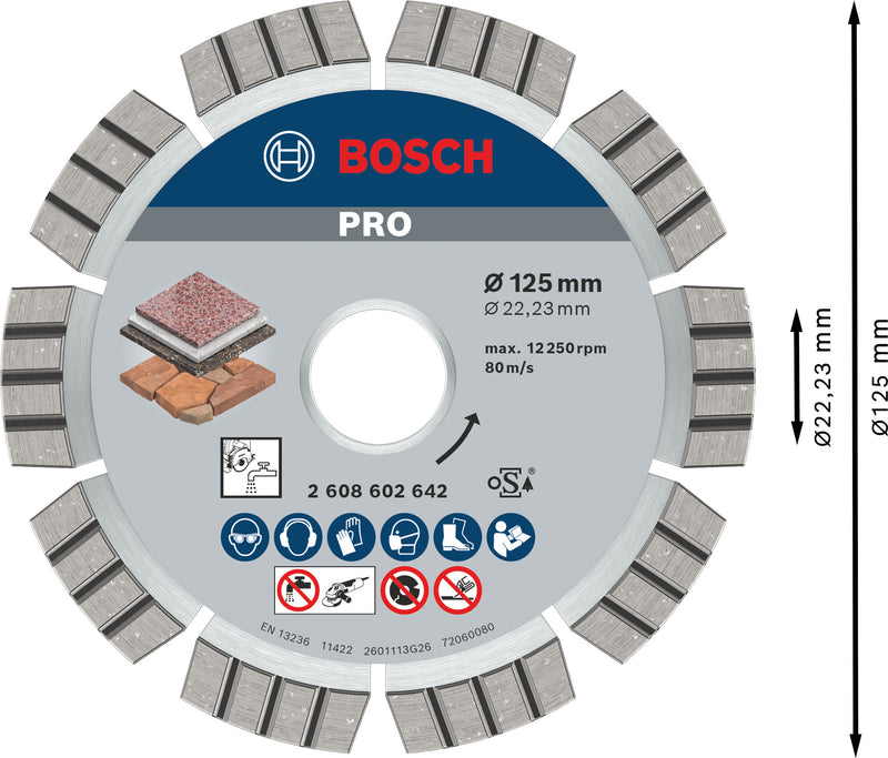 Disco Bosch dia ideal para pedra, 125x22,23x2,2 mm