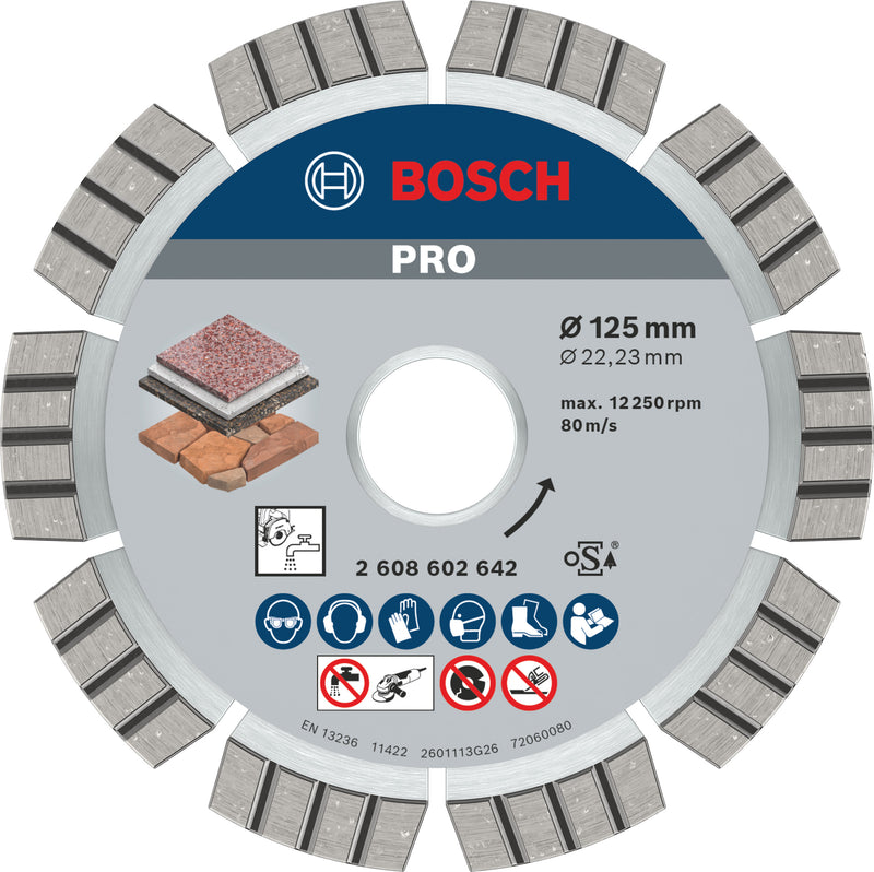 Disco Bosch dia ideal para pedra, 125x22,23x2,2 mm