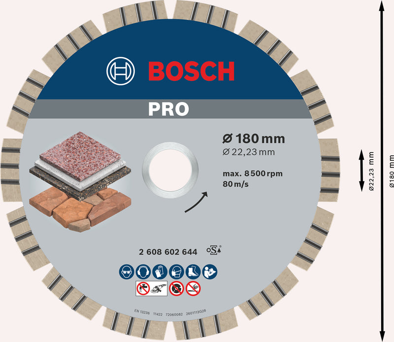 Bosch Disc dia Best for Stone, 180x22.23x2.4mm