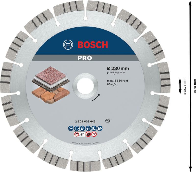 Disco Bosch dia ideal para pedra, 230x22,23x2,4 mm