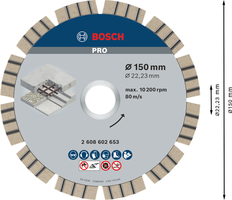 Bosch Disc dia. Best/Concrete, 150x22.23x2.4mm