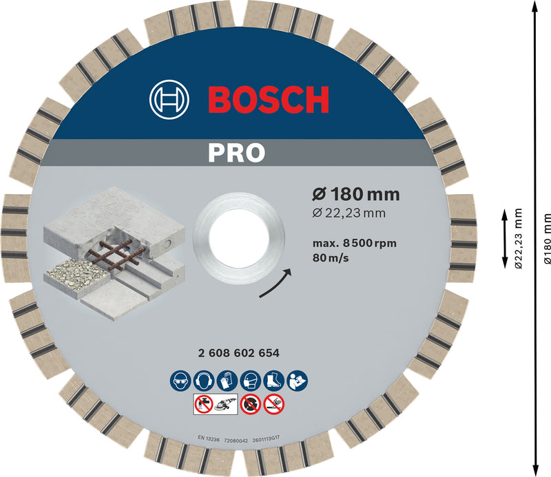 Bosch Disc dia. Best/Concrete, 180x22.23x2.4mm
