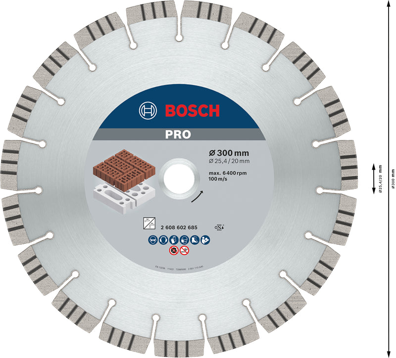Disco diamantado abrasivo Bosch PRO, 300 x 20/25,4 mm