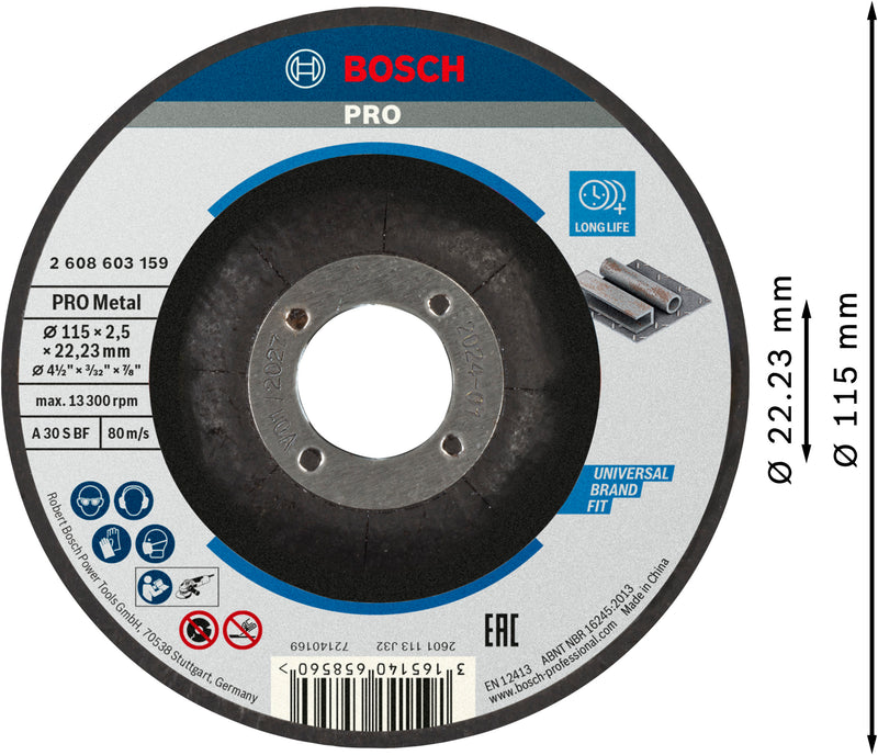 Disco de metal Bosch STD 115 x 2,5 x 22,23 mm, D