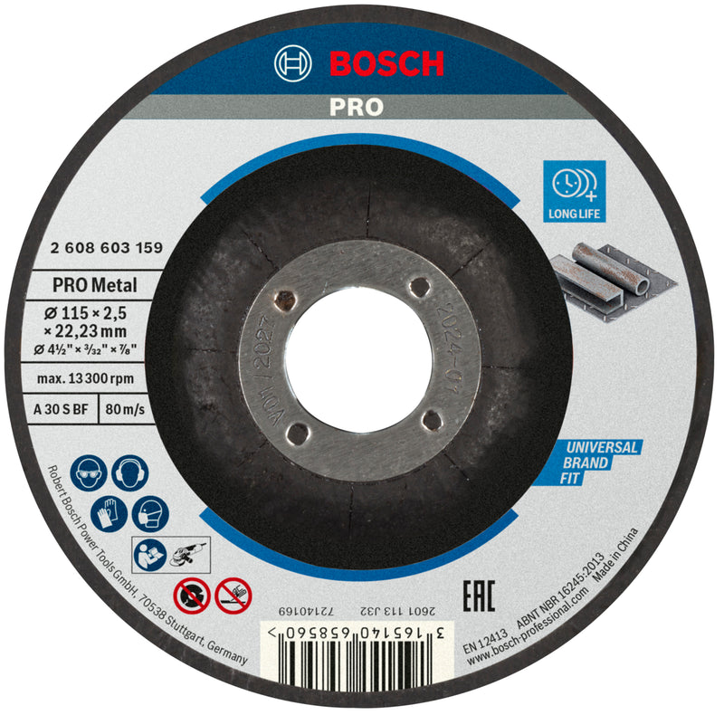 Disco de metal Bosch STD 115 x 2,5 x 22,23 mm, D