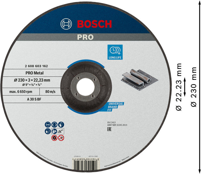 Disco metálico Bosch STD 230x3x22,23 mm, D
