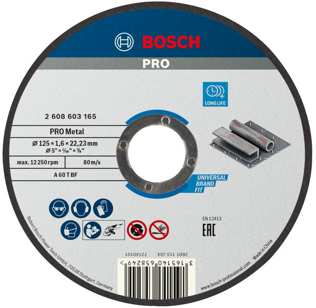 Bosch PRO Metal Bonded abrasive disc, 125 x 1.6 x 22.23 mm