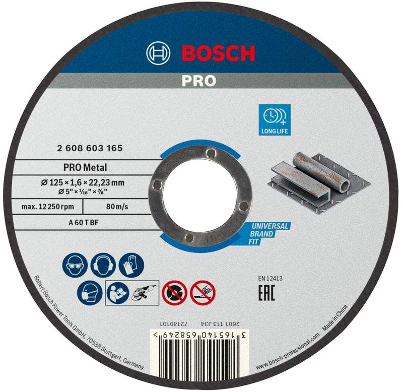 Bosch PRO Metal Bonded abrasive disc, 125 x 1.6 x 22.23 mm