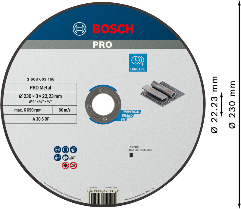 Disco metálico Bosch STD 230x3x22,23 mm, S