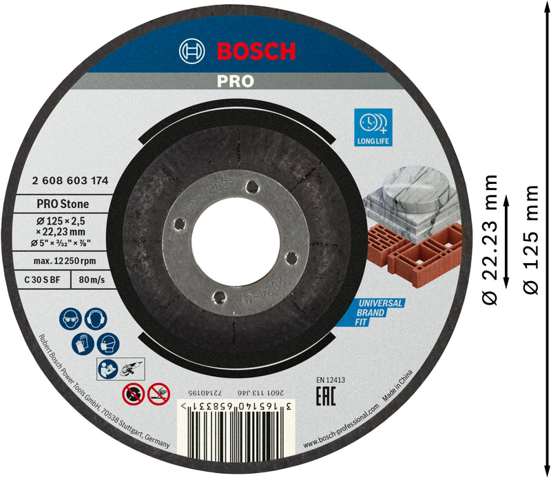 Disco de piedra Bosch D 125x2,5x22,23 mm, D