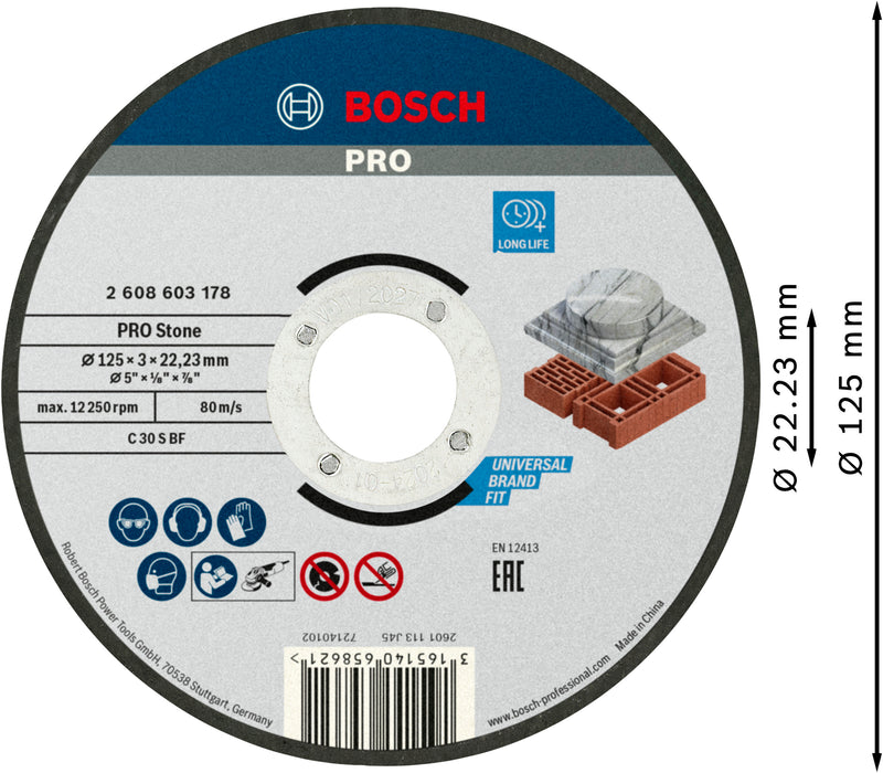 Disco de piedra Bosch STD 125x3x22,23 mm, S