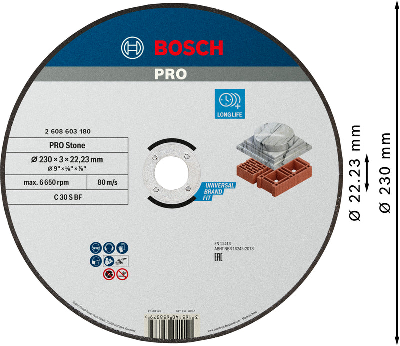 Bosch STD Stone Disc 230x3x22.23mm, S