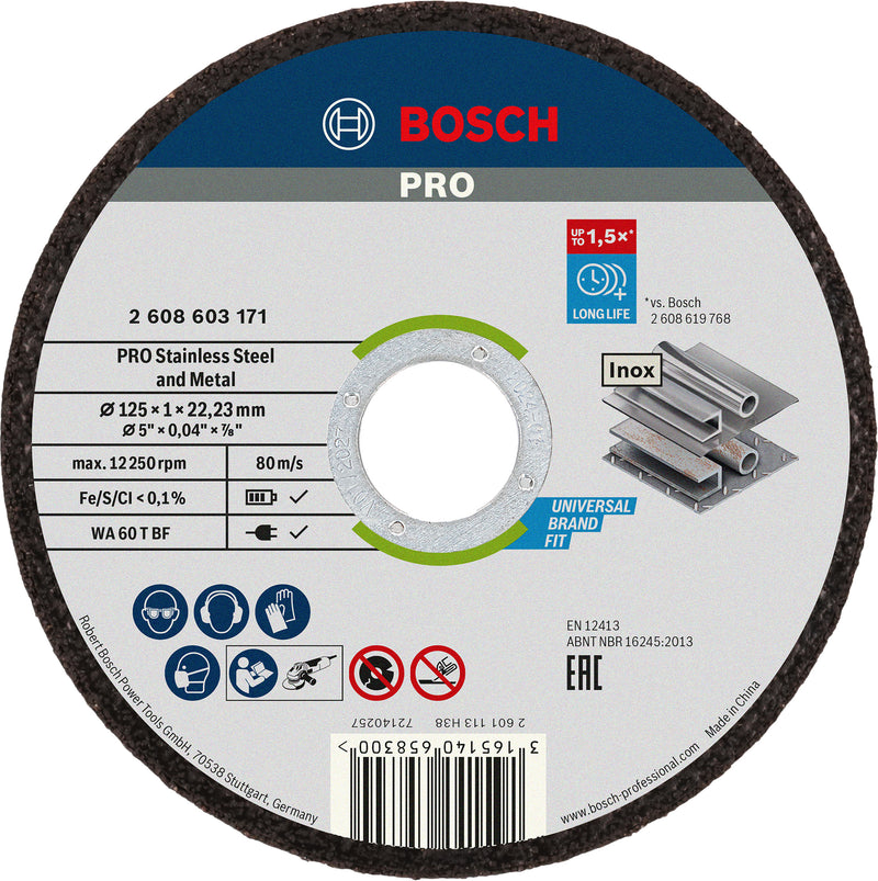 Discos Bosch de acero inoxidable LPP de 125 mm y 1 mm en lata