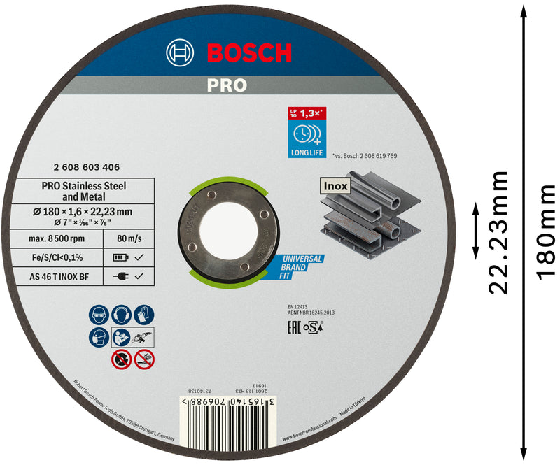 Bosch MPP Inox Cutting 180x1.6x22.23mm, S