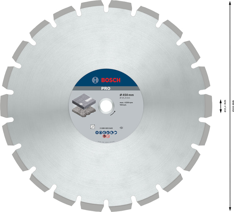Disco diamantado para asfalto Bosch PRO, 450 x 25,4 mm