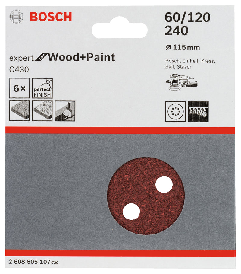 Folha de lixa Bosch EfWP, 115 mm, GSet, 6x
