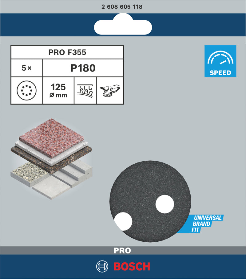 Folha de lixa Bosch BfCC,125mm,G180,5x
