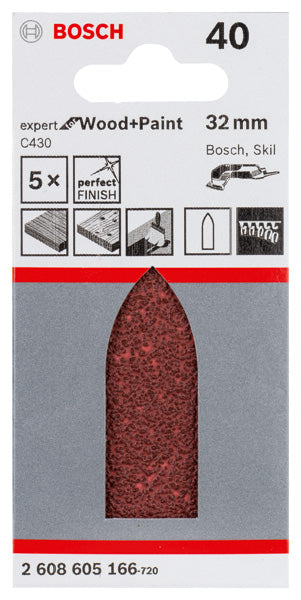 Folha de lixa Bosch EfWP, 32 mm, G40, 5x