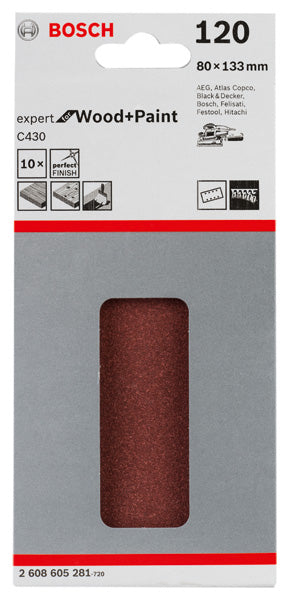 Hoja de lija Bosch EfWP, 80 x 133 mm, G120