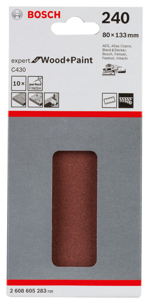 Hoja de lija Bosch EfWP, 80 x 133 mm, G240